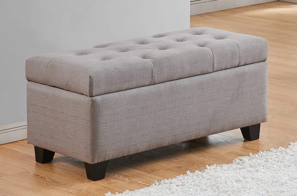 Tufted Storage Bench (Grey Linen)