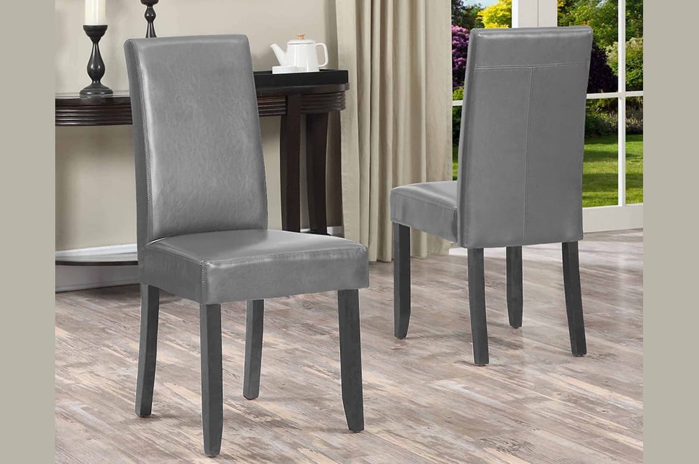 Grey Bonded Leather Padded Chairs (2 Chairs)