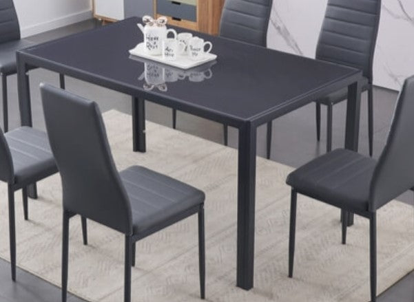 Tempered Grey Glass 6 Person Table