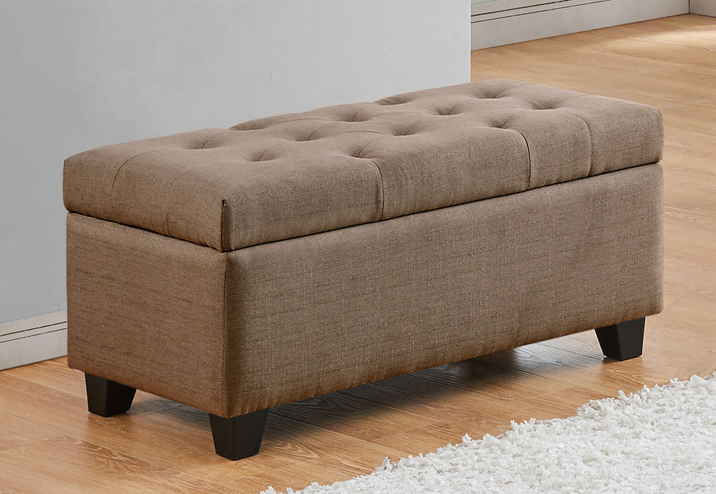 Tufted Storage Bench (Brown Linen)