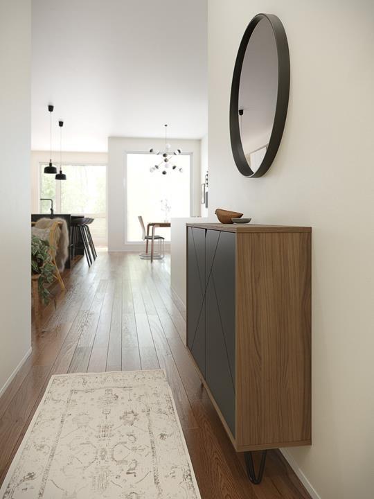 Slender 2-Door Storage Cabinet (Nutmeg And Charcoal)