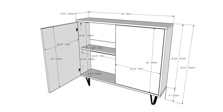 Slender 2-Door Storage Cabinet (Walnut)