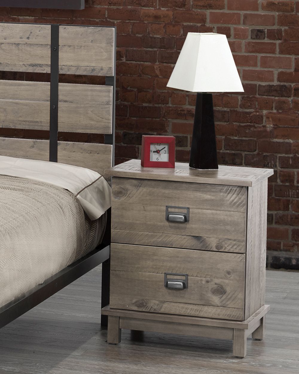 Distressed Grey Wood Nightstand