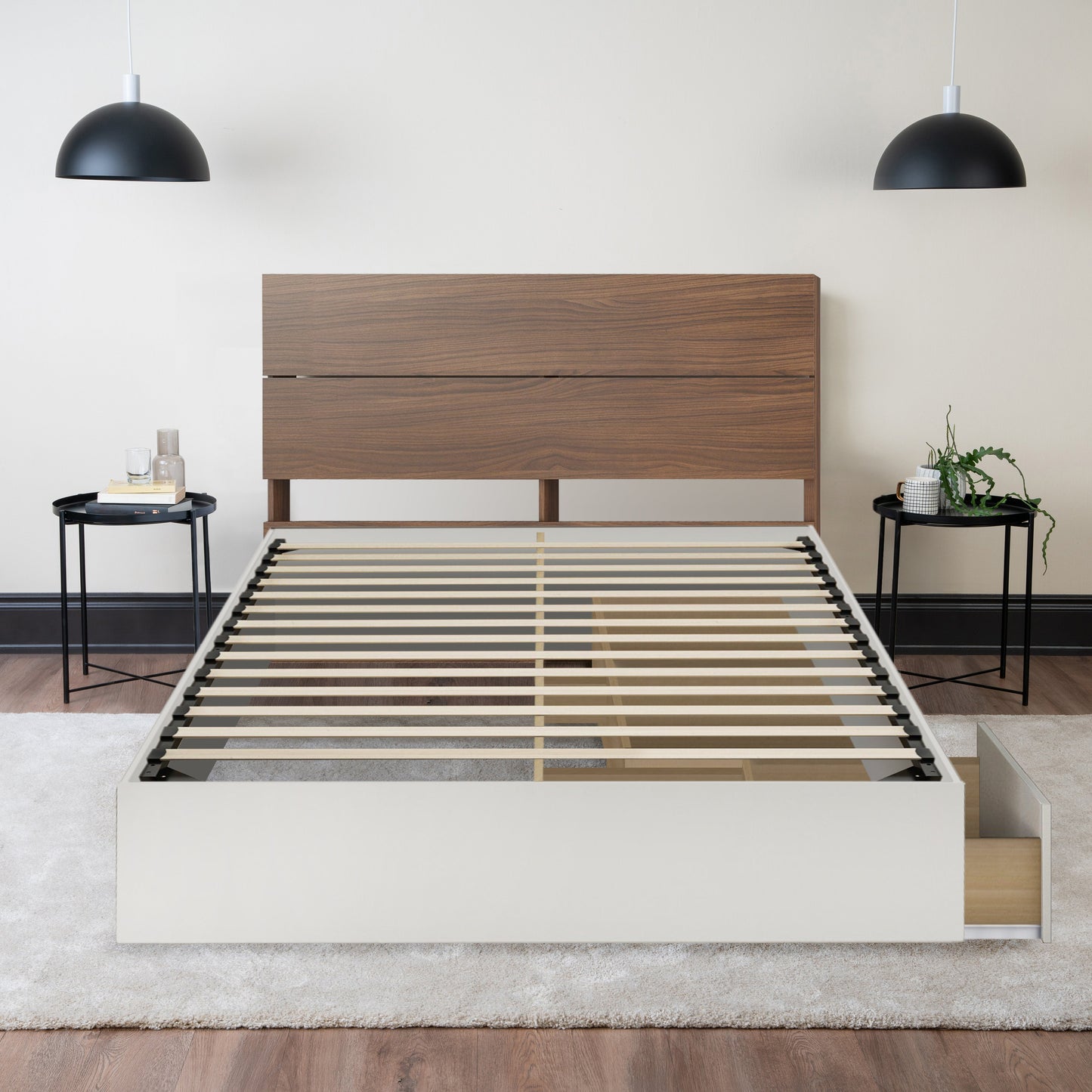 Storage Wood Bed with Headboard