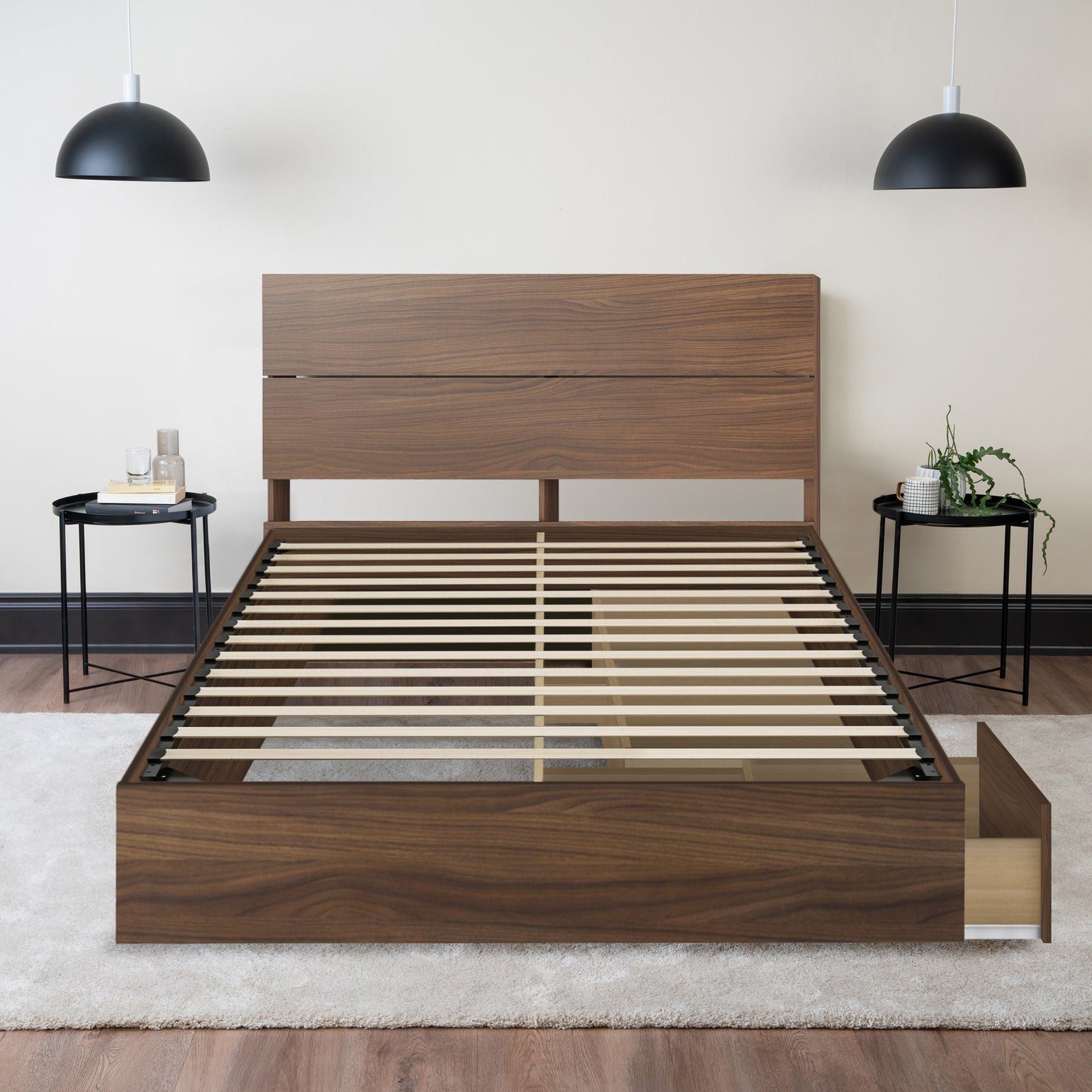 Storage Wood Bed with Headboard