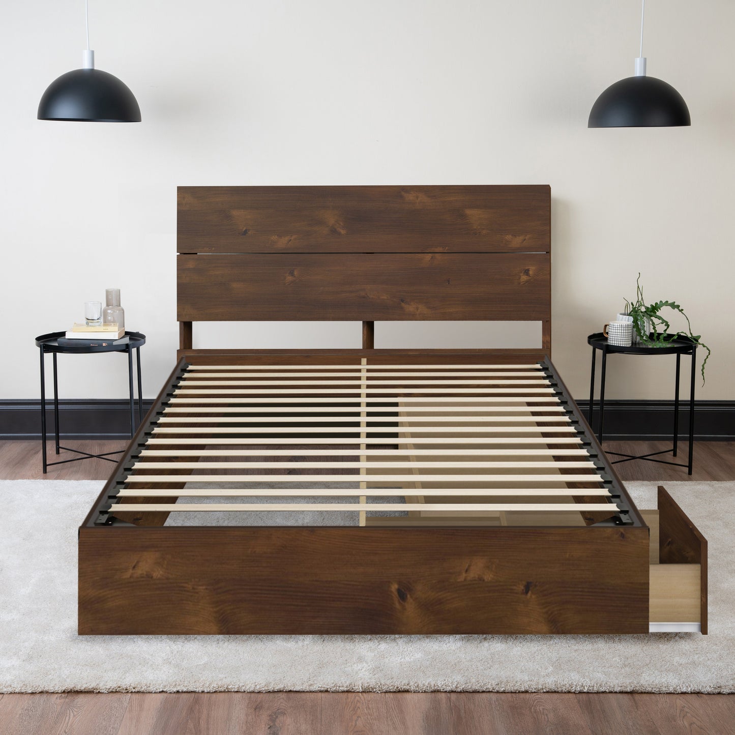 Storage Wood Bed with Headboard