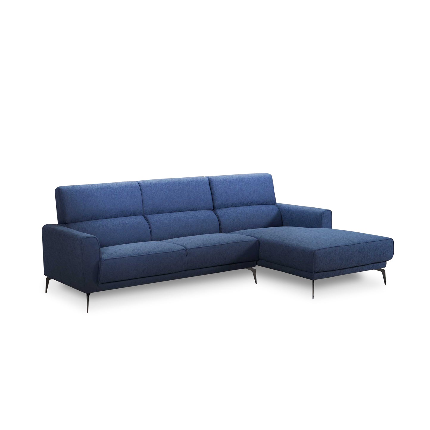 Linen Sectional with Sleek Metal Legs