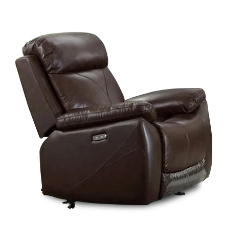 Brown Genuine Leather Power Recliner Chair with USB Chargers