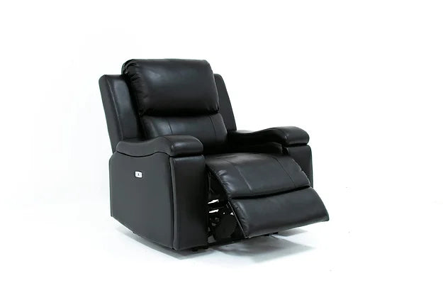 Black Leather Gel Power Recliner Chair with USB Chargers