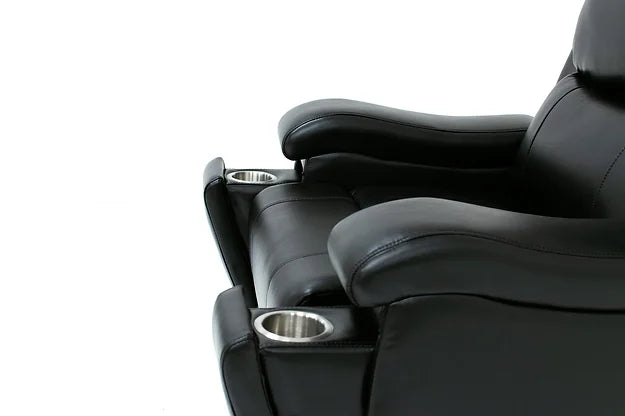 Black Leather Gel Power Recliner Chair with USB Chargers