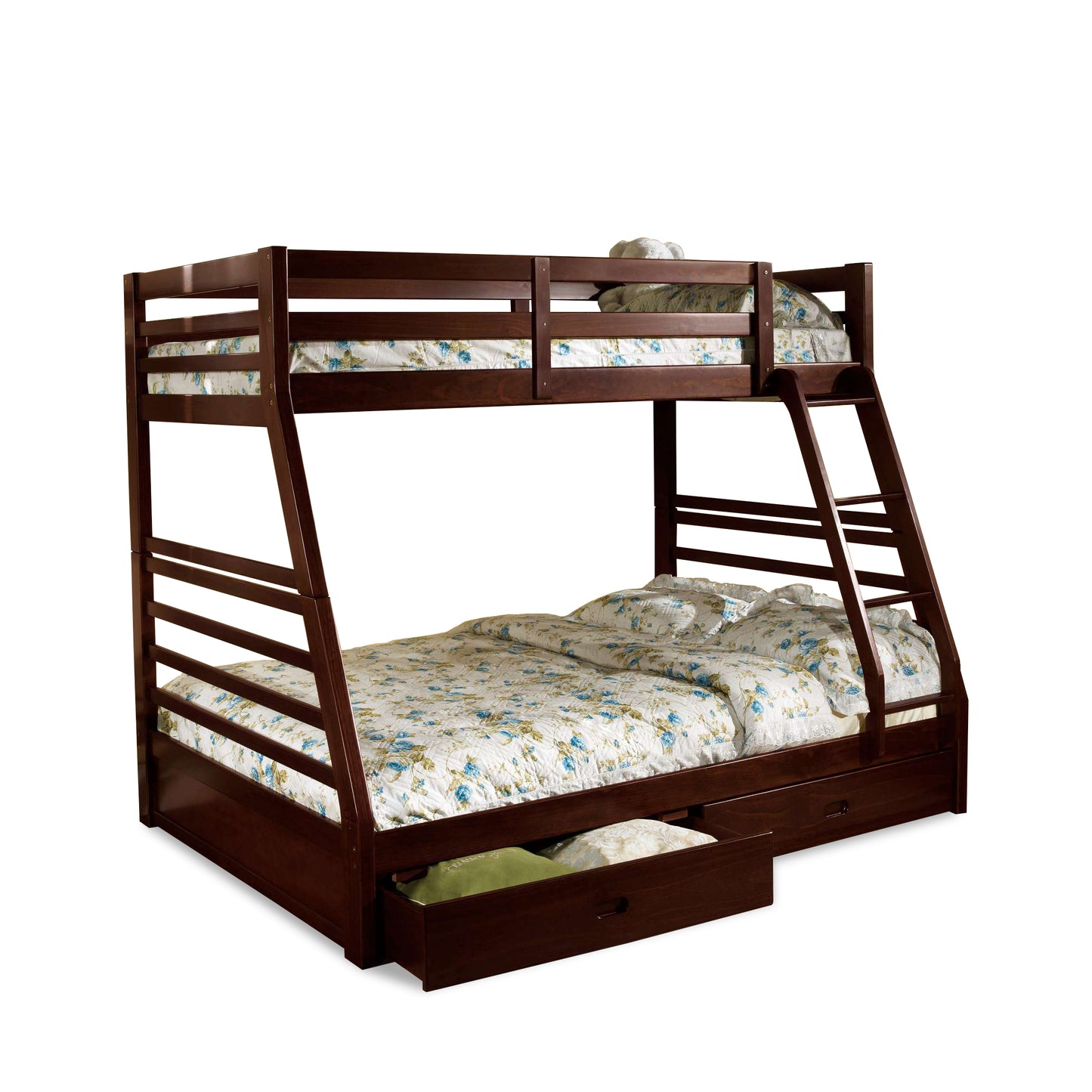 Espresso Twin Over Double Wood Bunk Bed with Drawers