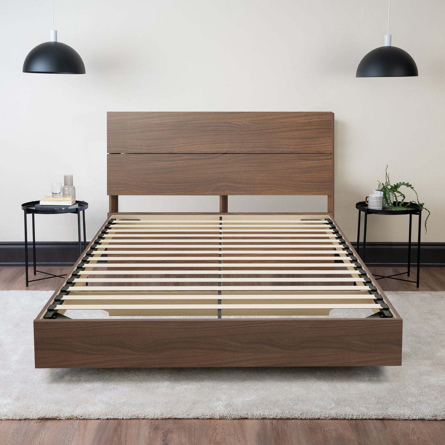 Floating Wood Bed with Headboard