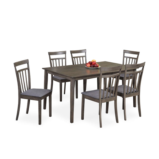 Grey Finish 7 Piece Dining Set with Trestle Back Grey Finish Chairs