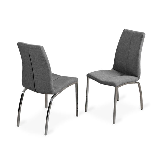 Grey Linen Chrome Leg Chairs (4 Chairs)