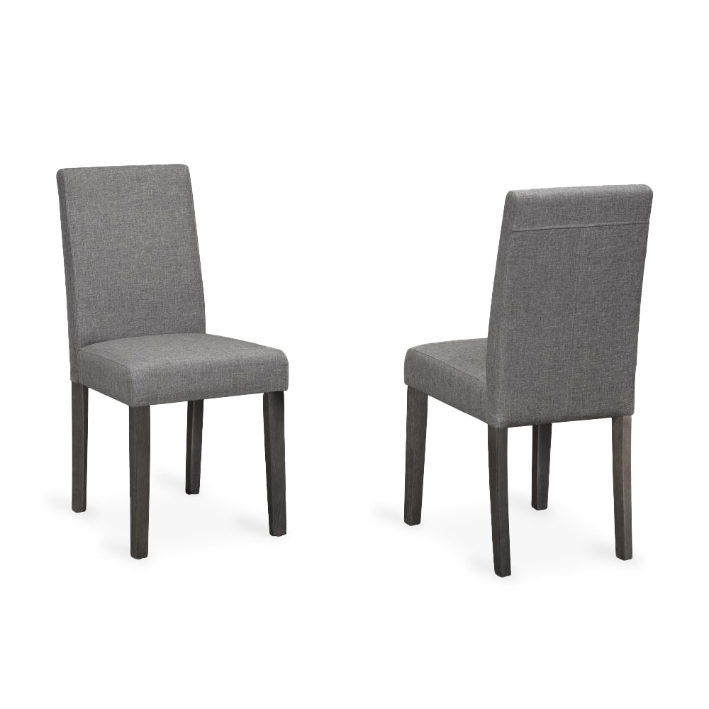 Grey Linen Grey Finish Chairs (2 Chairs)