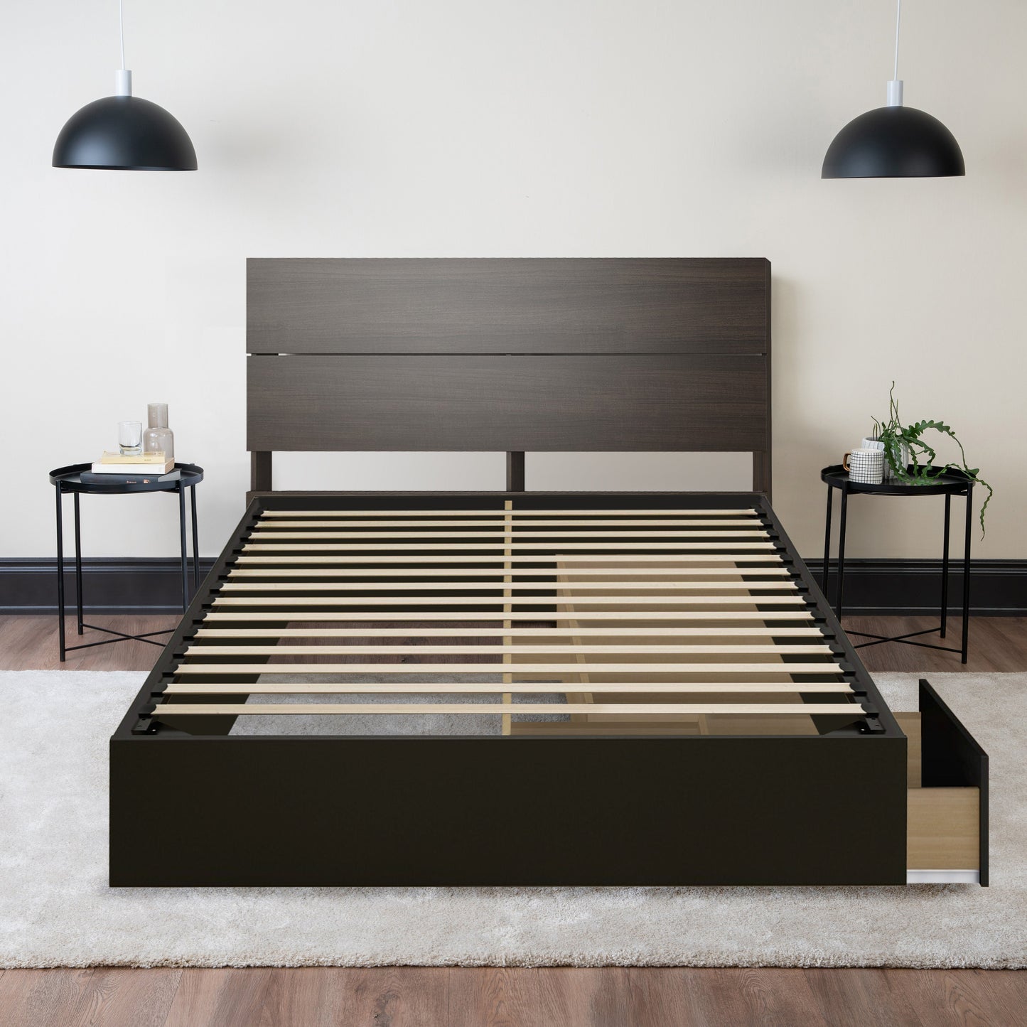 Storage Wood Bed with Headboard