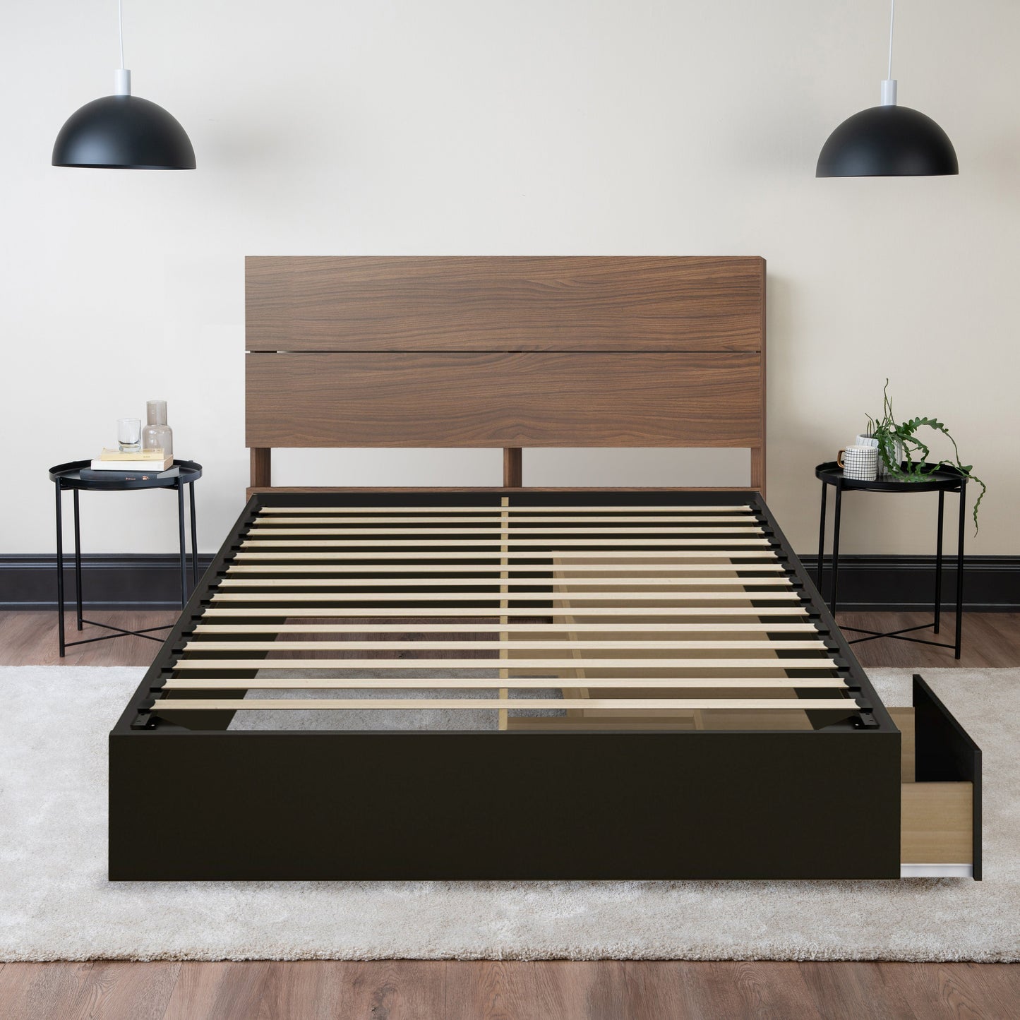 Storage Wood Bed with Headboard