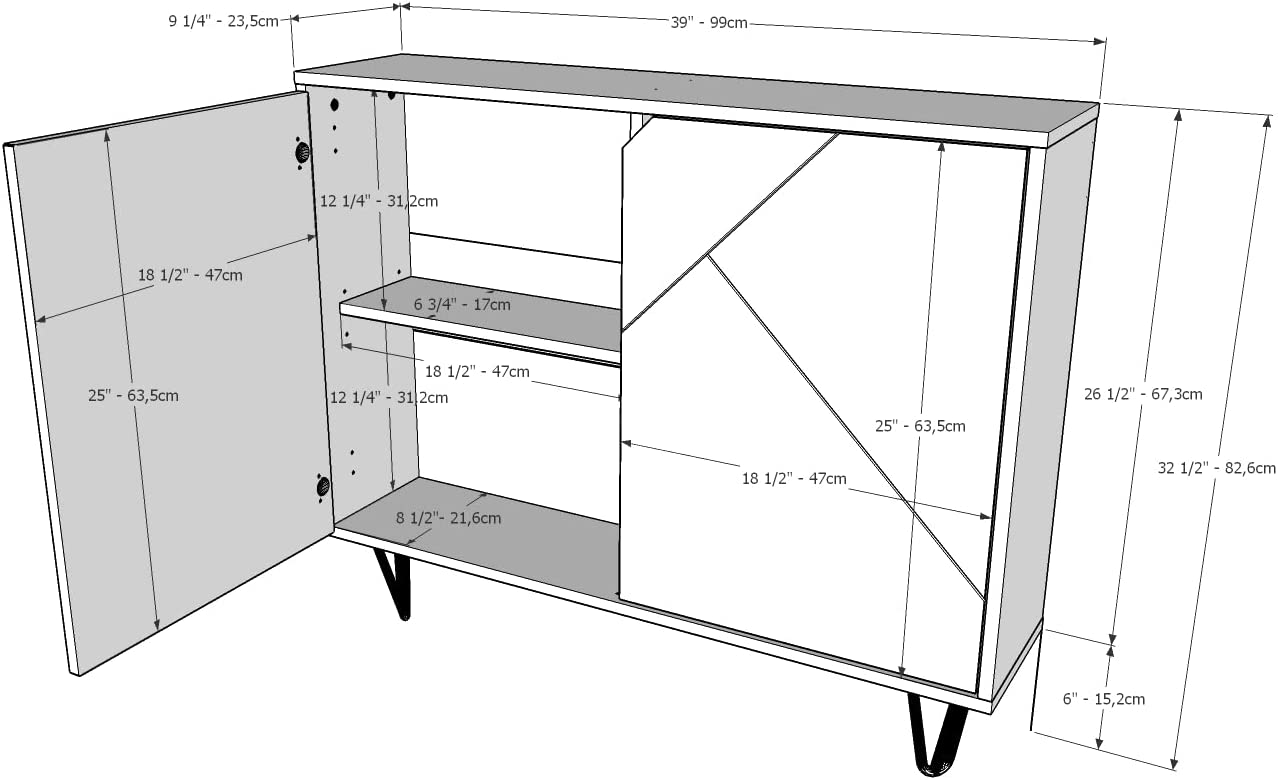 Slender 2-Door Storage Cabinet (Black)