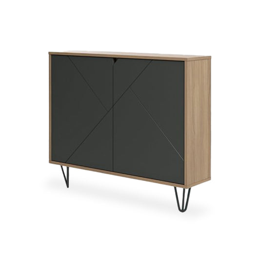 Slender 2-Door Storage Cabinet (Nutmeg And Charcoal)