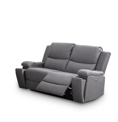 Soft Grey Fabric Power Recliner Loveseat with USB Chargers