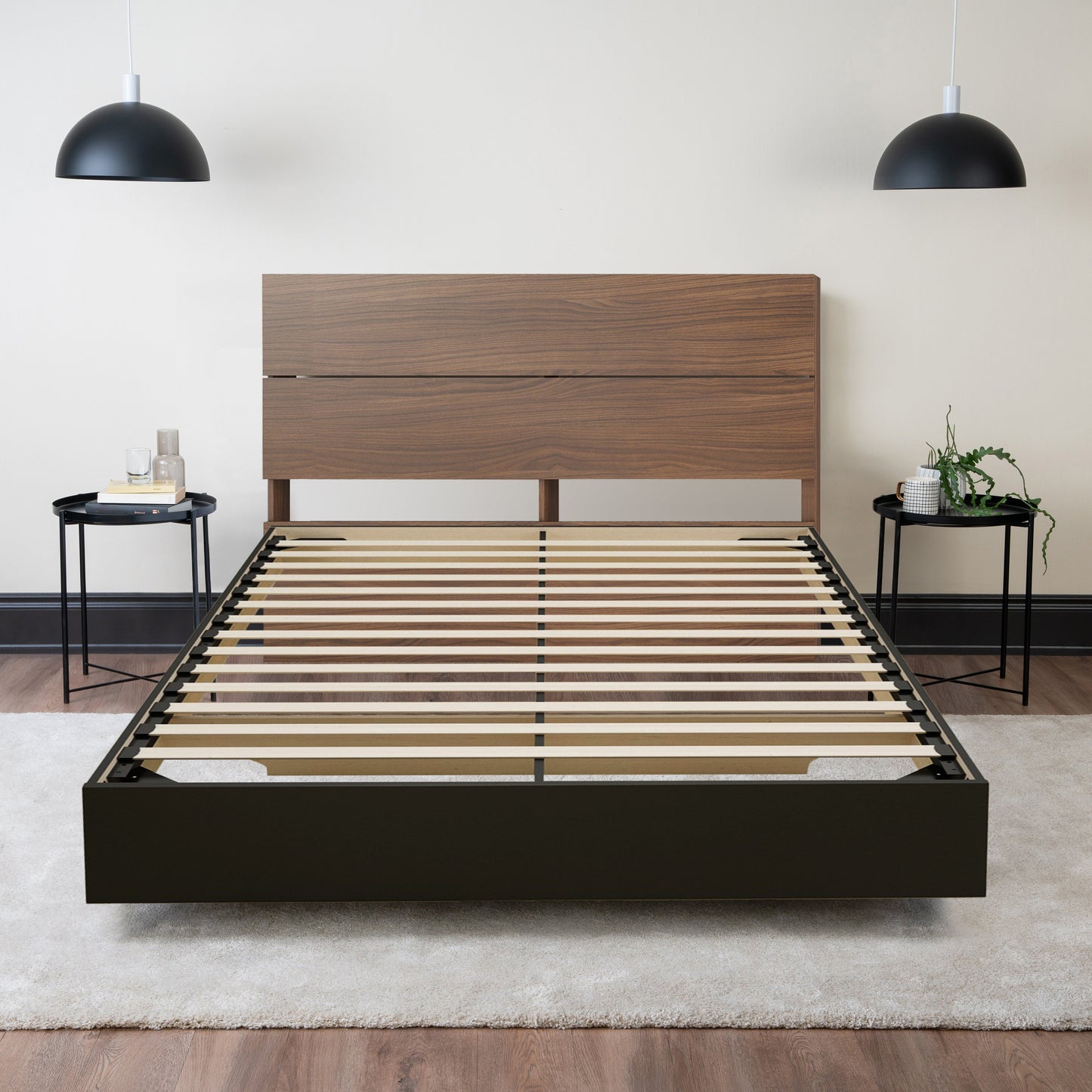 Floating Wood Bed with Headboard