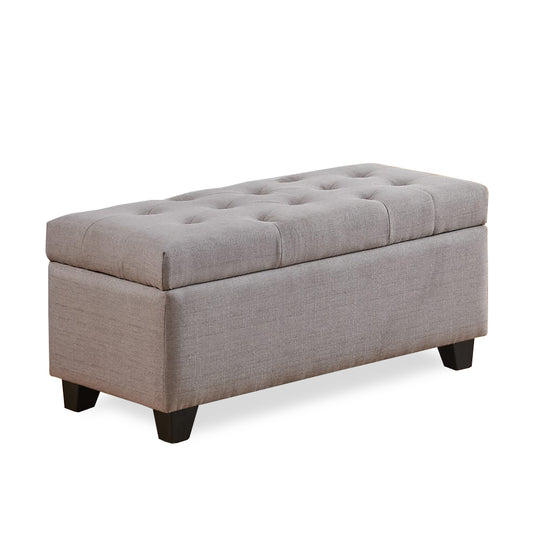 Tufted Storage Bench (Grey Linen)
