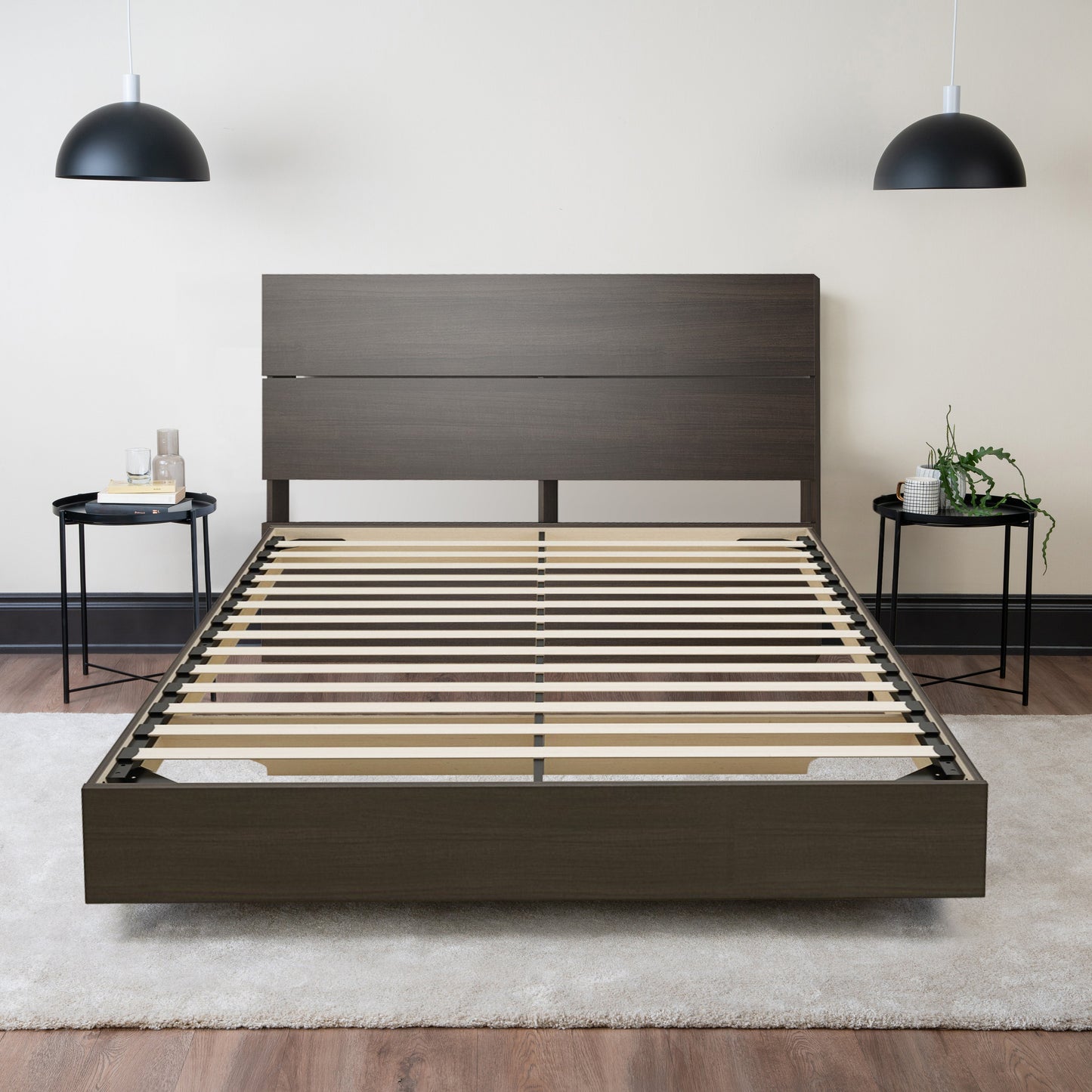 Floating Wood Bed with Headboard